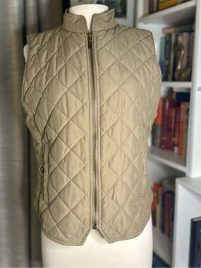 Ralph Lauren Green Label Quilted Sleeveless Vest in Taupe